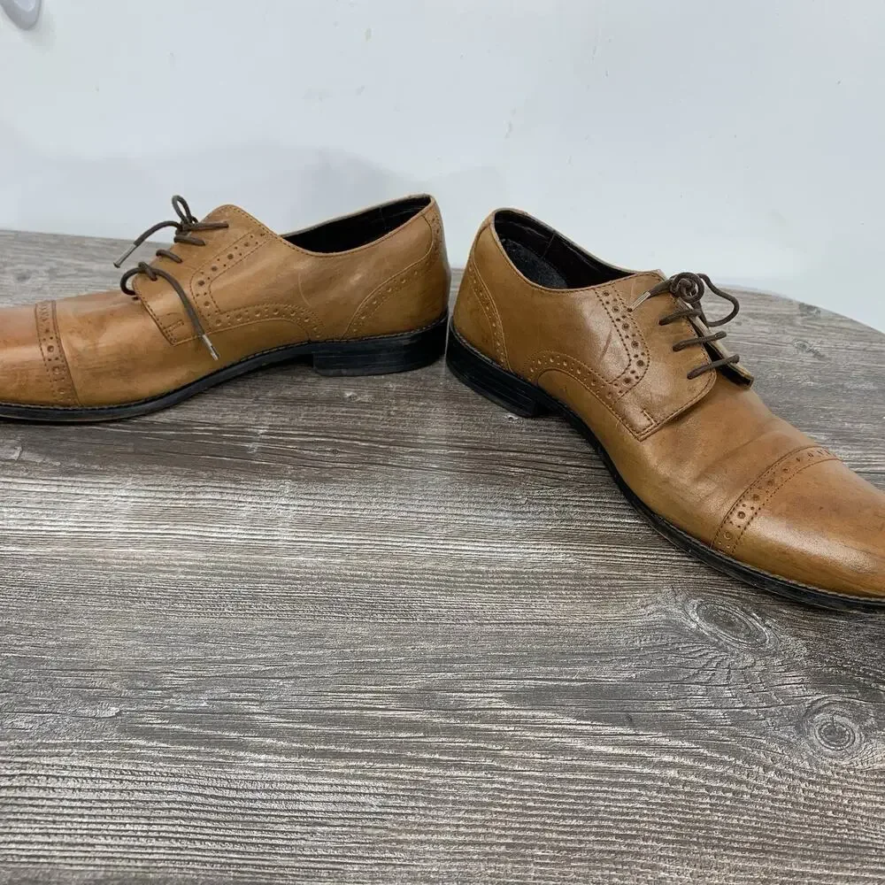 Stacy Adams Prescott Dress Shoes mens‎ 13M Brown leather cap toe oxford 24858